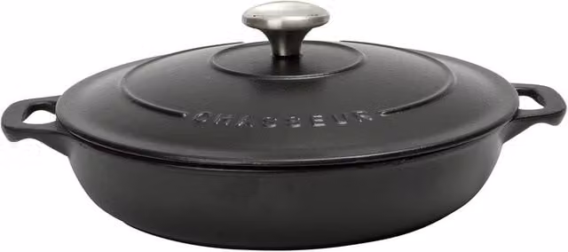 Chasseur Matt Black Enamelled Cast Iron Serving Casserole, 30 cm – 1
