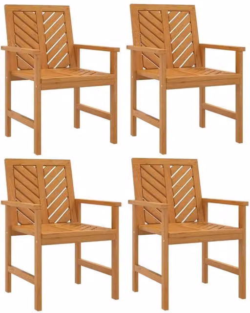 Berkfield Home Set of 4 Brown Acacia Solid Wood Geometric Garden Dining Chairs – 1