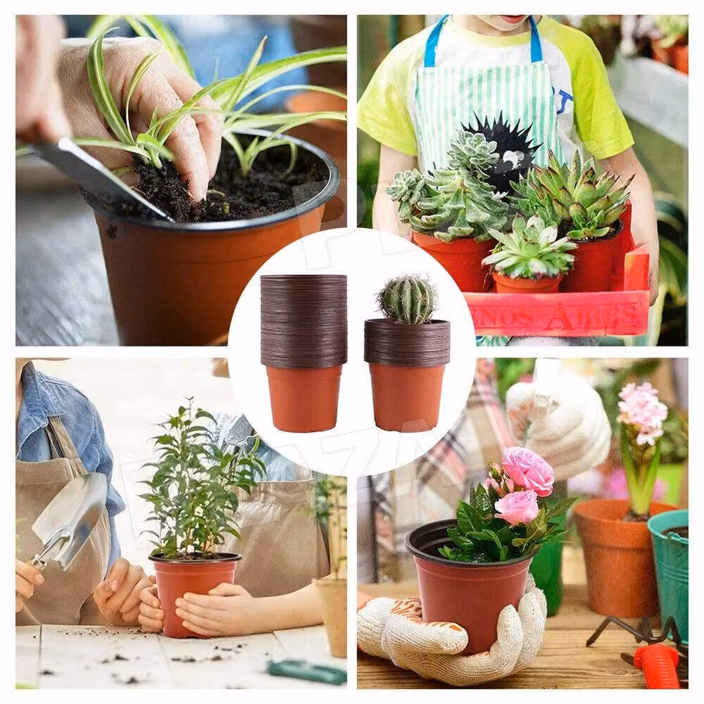 NESTLUNE Plastic Multipurpose Seedling and Flower Planter Pots in Orange – 6