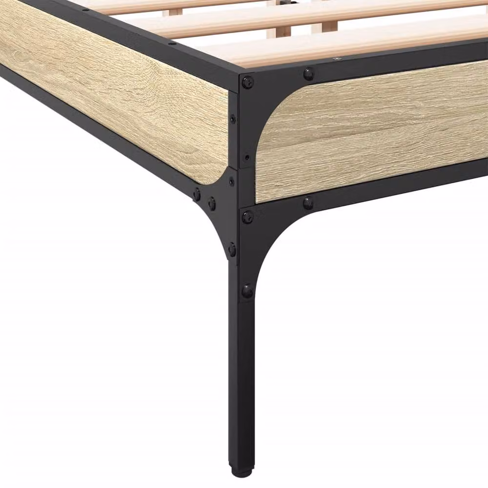 Berkfield Home Sonoma Oak Bed Frame in Tan, W: 140 cm, D: 200 cm – 3