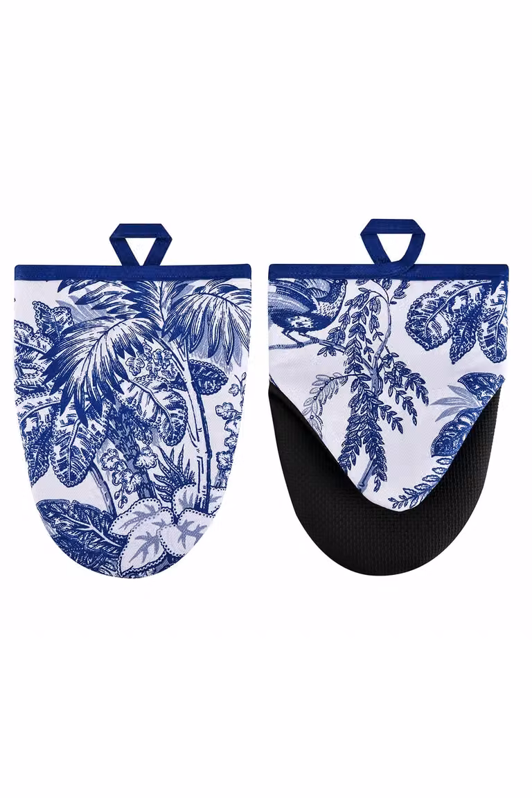 Ulster Weavers Willow Toile Trees Print Non-Slip Cotton Micro Mitts in Blue