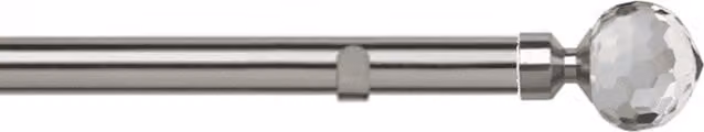 NewEdgeBlinds 28mm Metal Eyelet Curtain Pole Set with Bella Finial in Silver, Length: 160 cm
