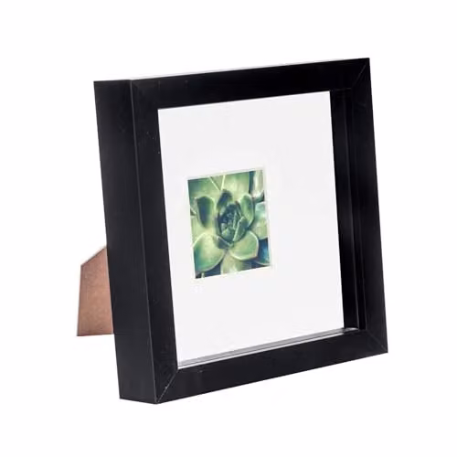 Nicola Spring 3D Shadow Box Square Photo Frame in Black and White with Glass Aperture – 1