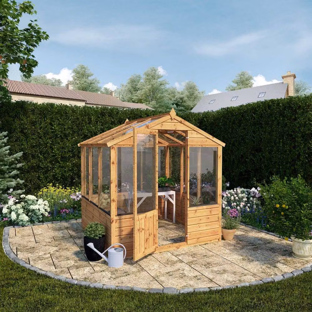 Mercia Traditional Gable Greenhouse, Brown, W: 201 cm, D: 182.4 cm, H: 205.9 cm – 3