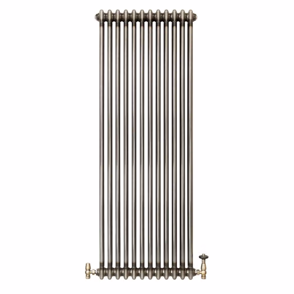 Monstershop Traditional 2 Column Carbon Steel Radiator with Integrated Thermostatic Valves in Silver – 2