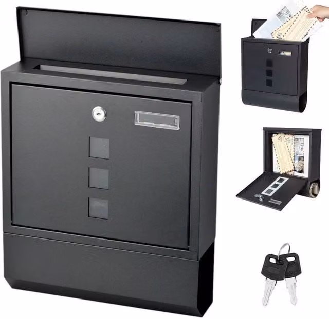 SPETLEK Black Steel Large Letter Mail Box