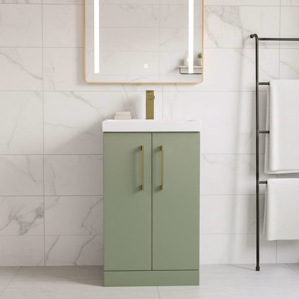 Balterley Modern Bathroom Vanity Unit with Basin and 2 Soft Close Doors, Green, W: 50 cm – 2