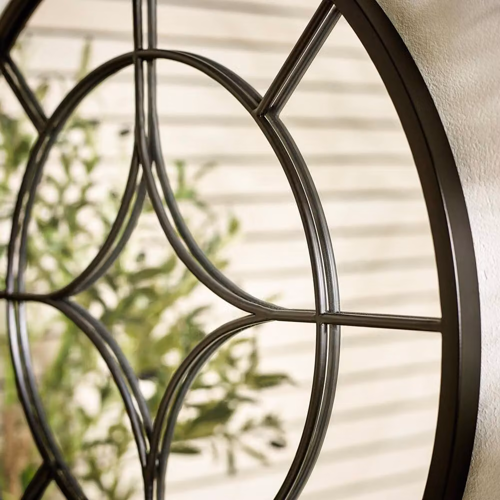 FurnitureboxUK Compass Black Medium Round Window Garden Mirror, Diameter: 60 cm – 2