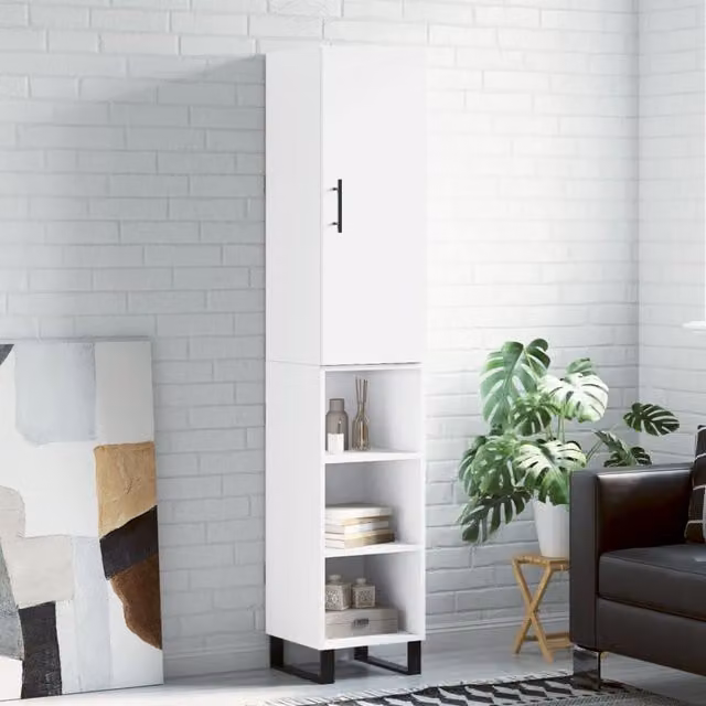 Berkfield Home White Highboard with Hinged Doors and Internal Shelves, W/D/H: 34.5 x 34.0 x 180.0 cm – 1