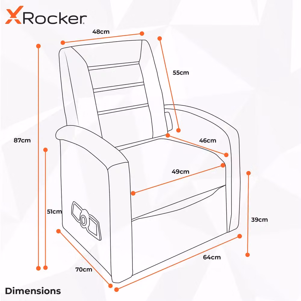 X Rocker Premier Jr Ottoman Gaming Armchair with 2.1 Audio and Storage in Black – 3