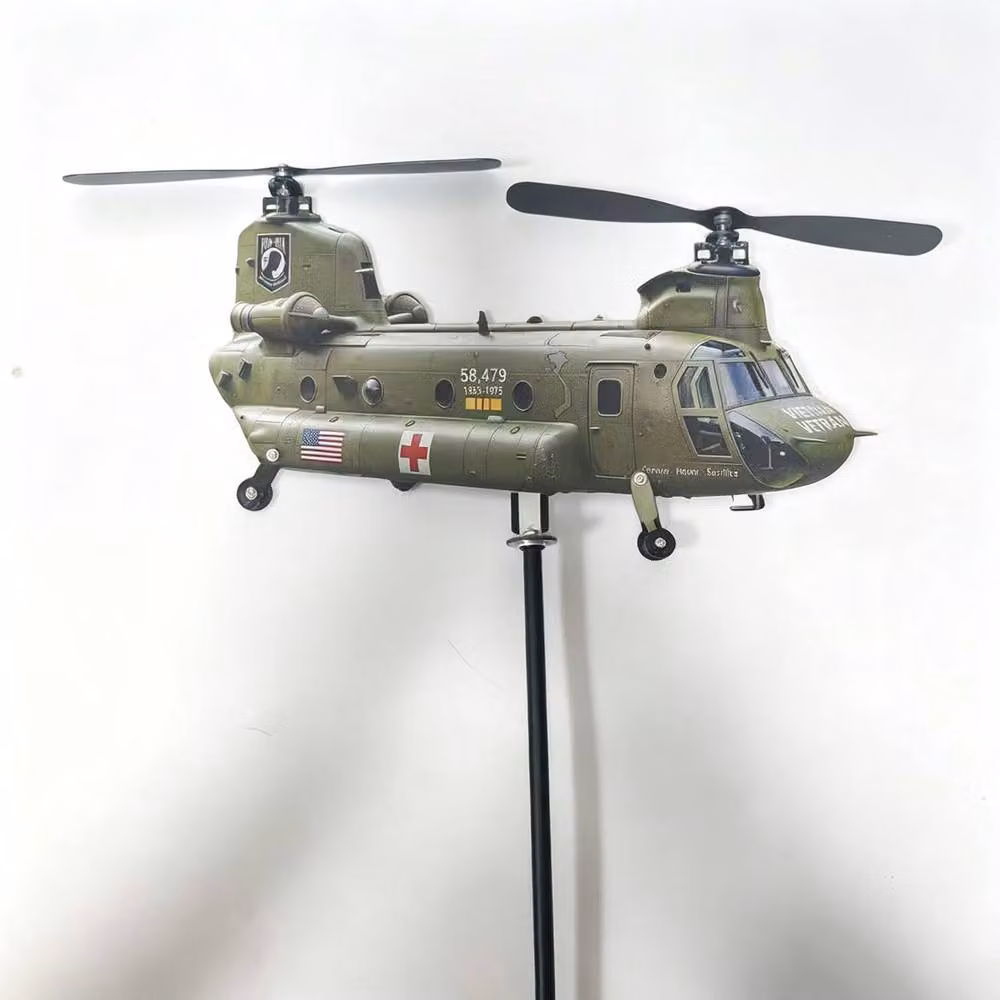 Quipulse Model C Helicopter Wind Spinner in Green Metal – 2