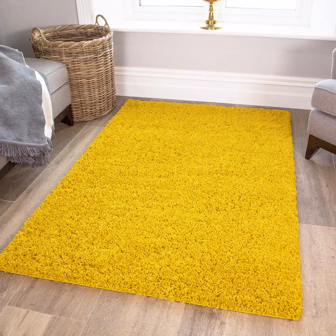 Kukoon Yellow Value Shaggy Living Area Rug, W/D/H: 135 x 135 x 3 cm – 2