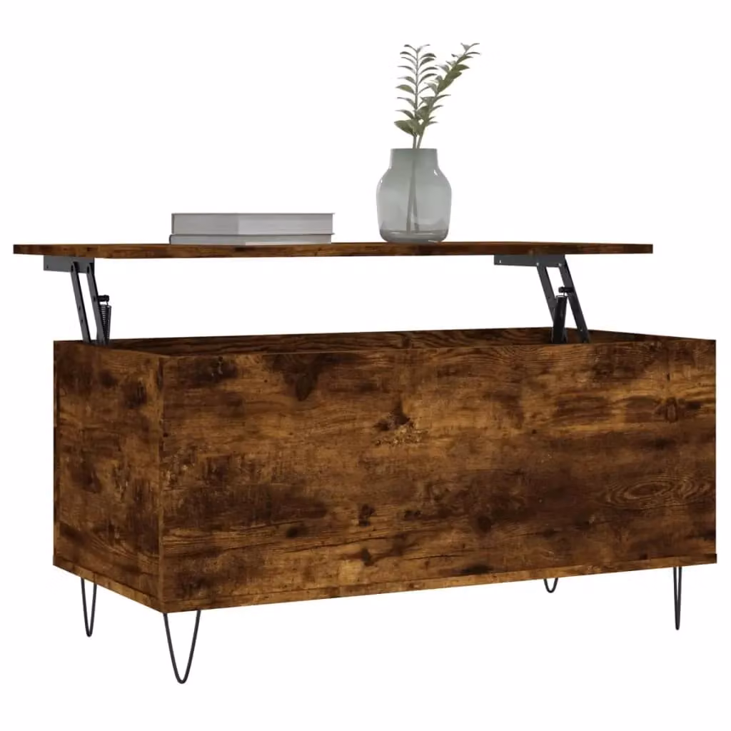 Berkfield Home Smoked Oak Coffee Table in Brown with Lift Mechanism, W: 90 cm, D: 44.5 cm, H: 45 cm – 3