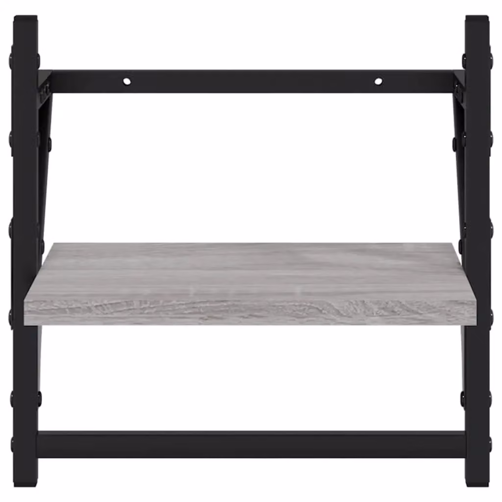 Berkfield Home Wall Shelves with Hanging Rods, 2 Piece Set, Grey Sonoma, W/D/H: 30 x 25 x 30 cm – 4