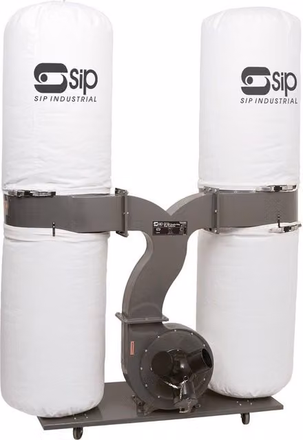 SIP 3HP Double Bag Dust Collector in Silver and Multicolour, W/D/H: 150 x 75 x 190 cm