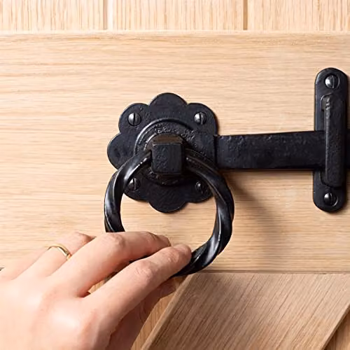 Hammer and Tongs Black Matt Cast Iron Rose Ring Gate Latch – 5