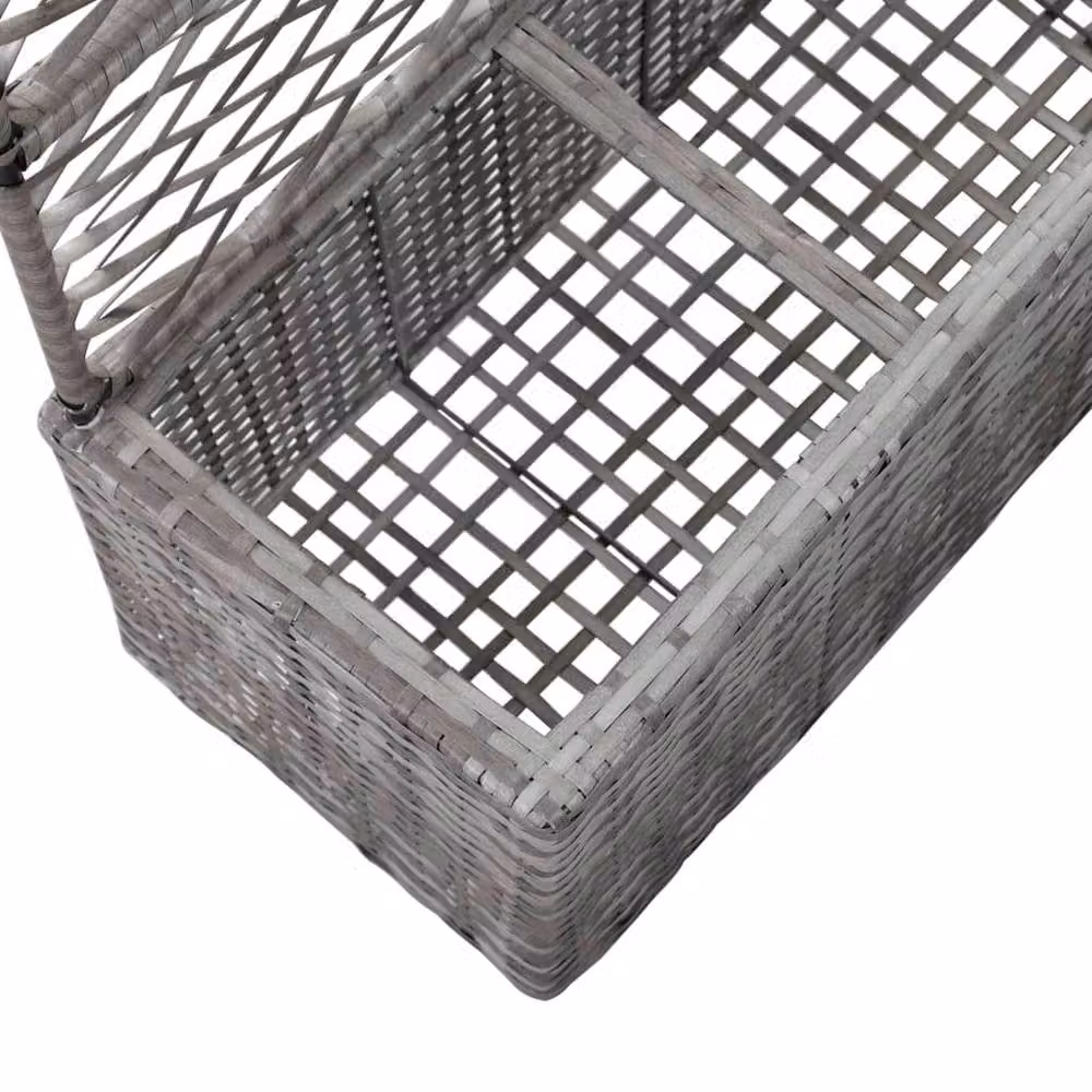 Berkfield Home Trellis Raised Bed with 3 Pots in Grey Poly Rattan, W/D/H: 83 x 30 x 130 cm – 3