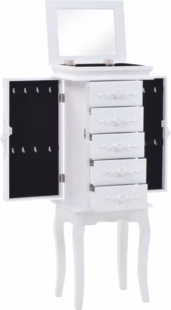 Berkfield Home Free Standing Jewellery Cabinet in White
