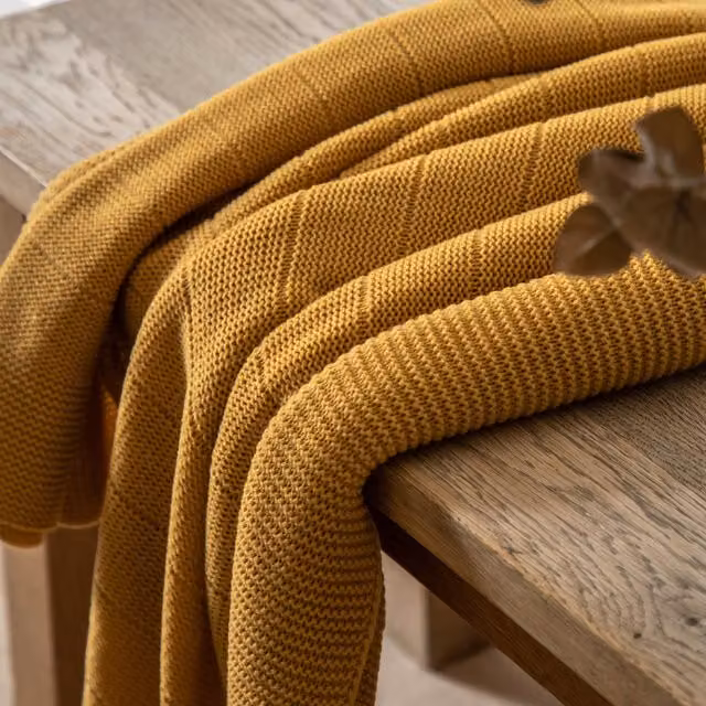 Terrys Yellow Striped Knitted Throw W: 130 cm, L: 170 cm
