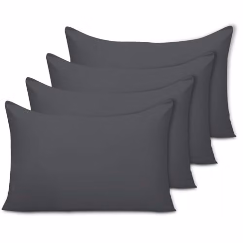Pamposh Pack of 4 Microfibre Pillow Cases with Envelope Closure, Charcoal Grey, W: 50 cm x H: 75 cm – 1