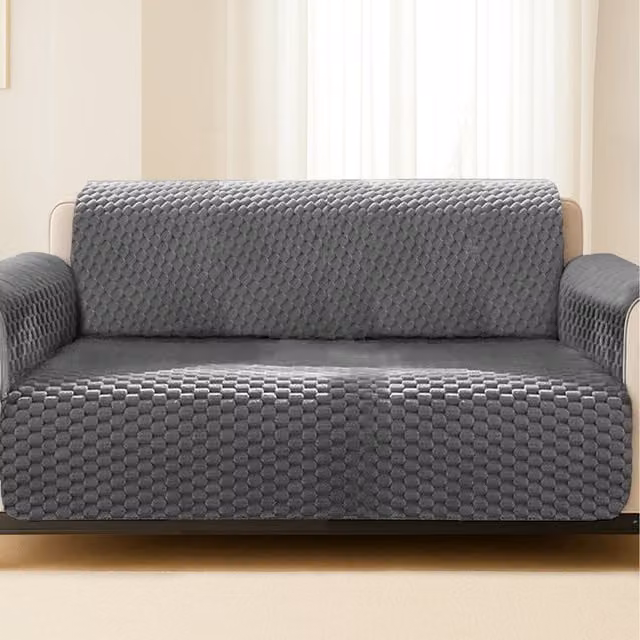 Home Republic Luxury Chunky Popcorn Thermal Sofa Protector in Grey, Width: 116 cm