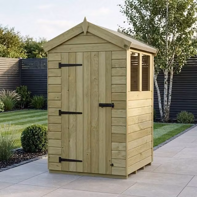 Total Sheds Modern Pine Apex Gable Shed in Green and Black – 1