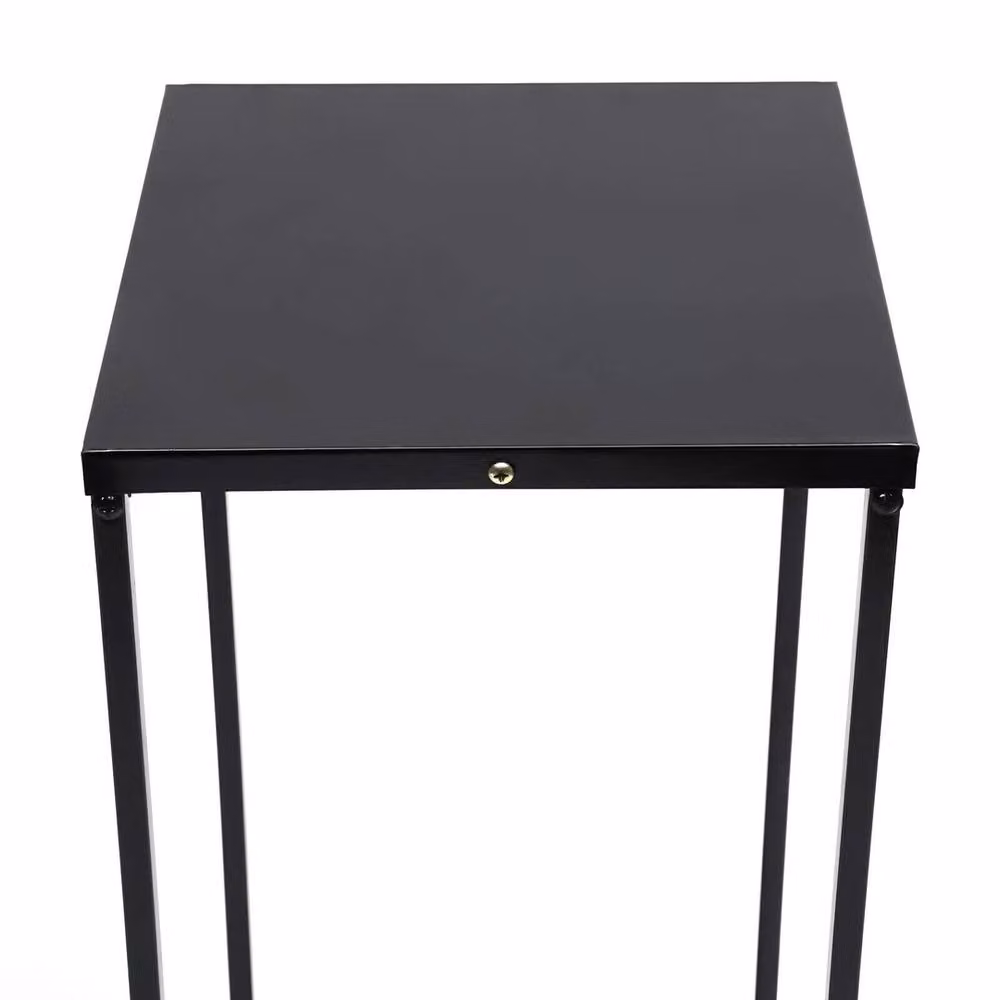 Ventryn Set of 2 Modern Lacquered Metal Flower Stand Pedestals in Black – 4