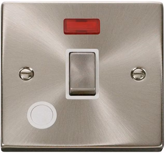 SE HOME 1 Gang 20A Ingot DP Surface Switch with Flex and Neon in Brushed Chrome and White