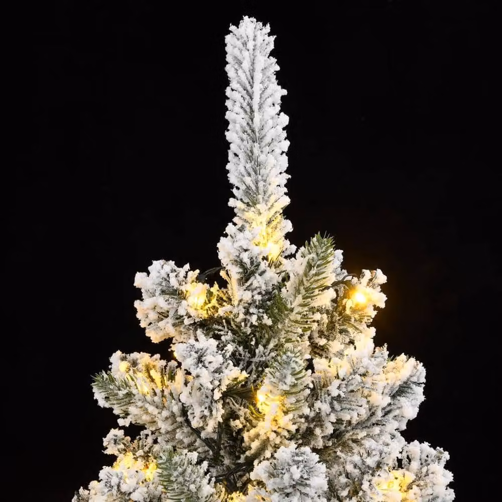 Berkfield Home Flocked Artificial Christmas Tree with 300 LEDs, Green and White, Height: 210 cm – 5