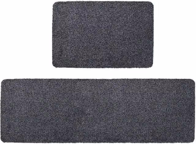 JVL Tanami Machine Washable Non-Slip Barrier Mat and Runner Set, Anthracite Grey, W: 50 cm, L: 150 cm – 1