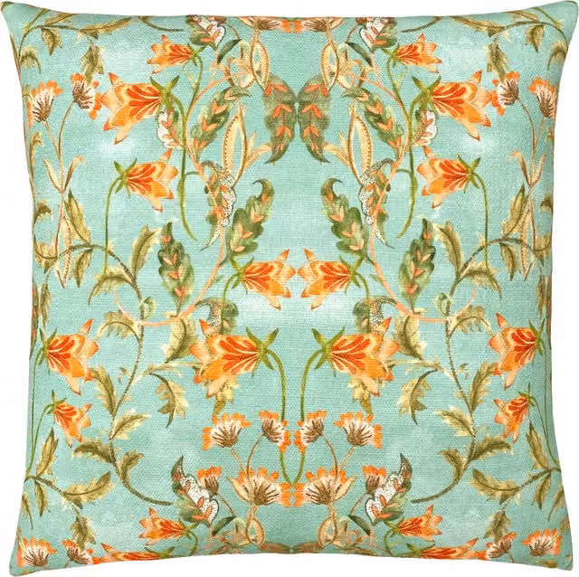 Make it a Home Heritage Bell Flowers Cushion in Blue and Green