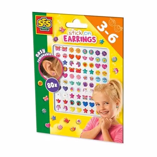 SES Creative 14049 Stick On Earrings Multicolour Creative Play Kit for Kids