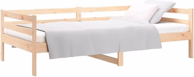 Berkfield Home Beautiful Day Bed in Solid Pine Wood, Beige, W/D/H: 80 x 200 cm