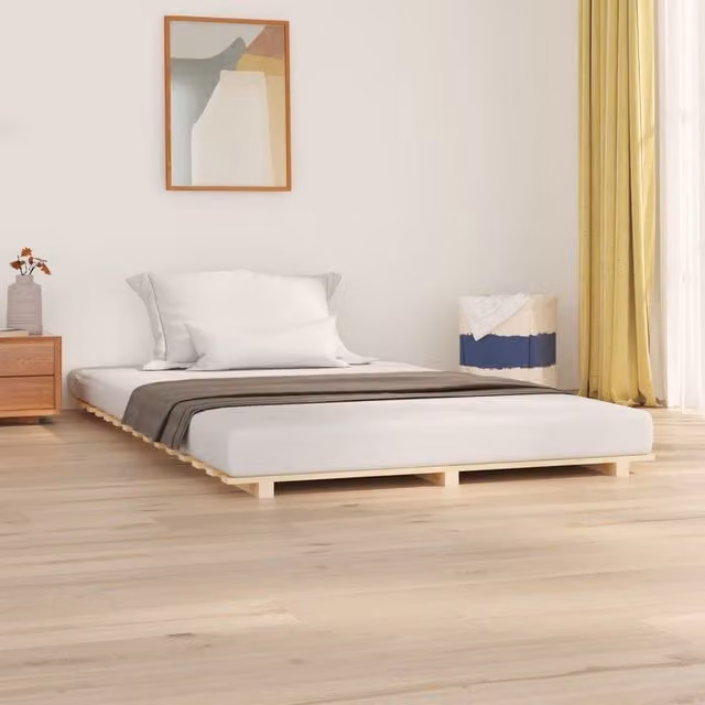Berkfield Home Small Double Bed Frame in Brown Solid Pine Wood, W/D/H: 120 x 200 cm
