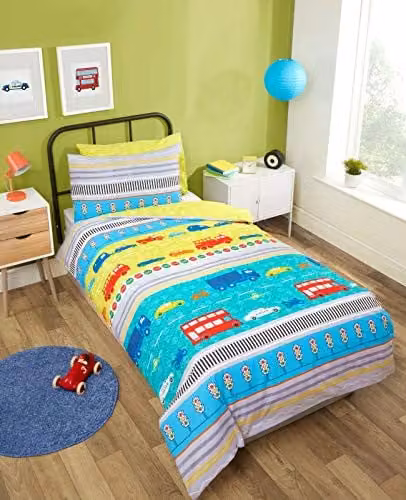 Studio Kids Childrens Vehicles Duvet Cover and Pillowcase Bedding Set, Multicolour, W/D/H: 135 x 200 cm and 50 x 75 cm