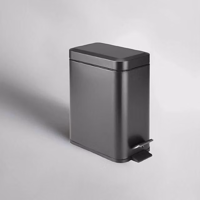 EONLION 5 L Black Metal Bathroom Pedal Bin with Soft Close and Removable Inner Bucket – 1