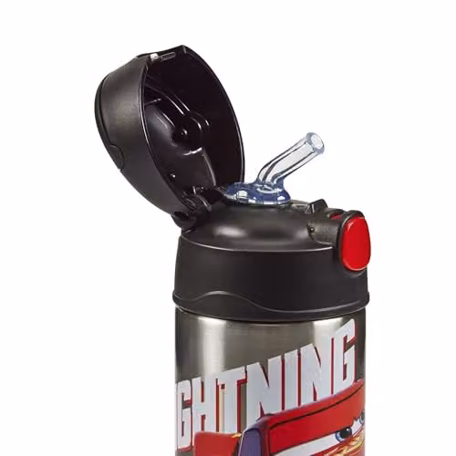 Thermos Disney Cars FUNtainer Stainless Steel Kids Straw Bottle, Multicolour, 355ml – 6