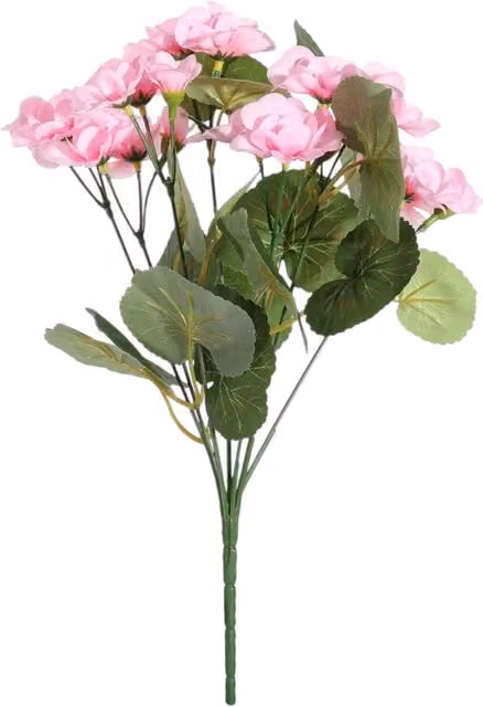 Kingsbury Gifts Pink Artificial Geranium Bush with 7 Stems, Height: 30 cm