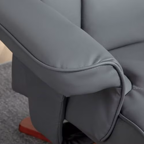 HOMCOM Reclining Armchair with Ottoman and Adjustable Headrest in Grey – 6