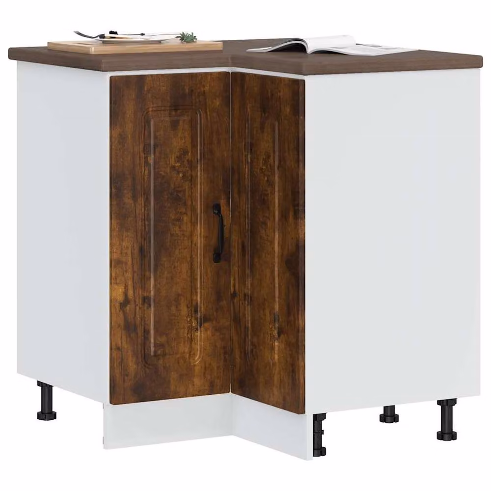 Berkfield Home Kalmar Kitchen Corner Base Cabinet in Smoked Oak Brown, W/D/H: 75.5 x 81.5 x 20.0 cm – 2