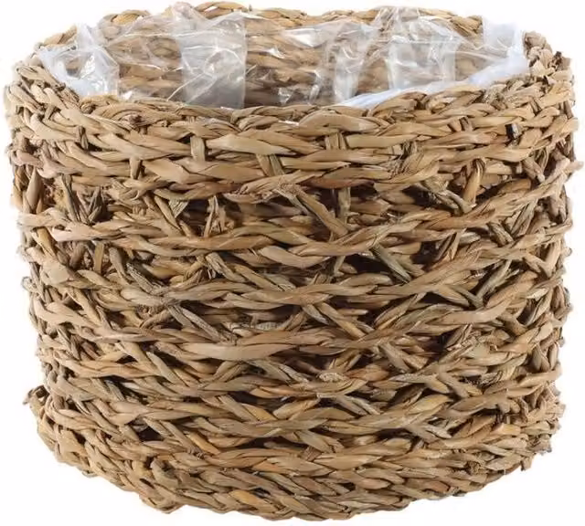 KDMD Round Natural Seagrass Basket in Brown and Beige, 2 Pack, H 15.5 cm x D 21 cm