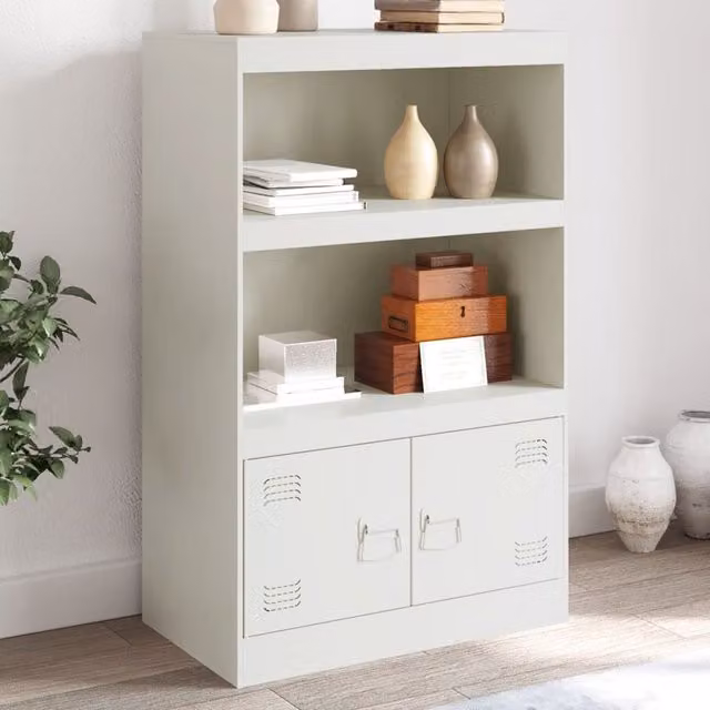 Berkfield Home White Matt Metal Sideboard W/D/H: 67 x 39 x 107 cm – 1