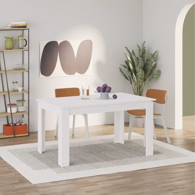 Decortie Tolmen Extendable Rectangular Dining Table, White, 120 cm
