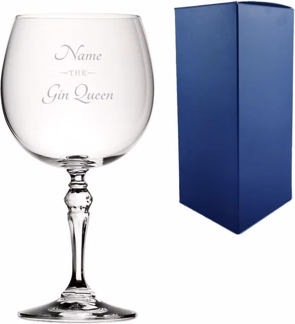Uniqueful Personalised Gin Queen Crystal Gin and Tonic Cocktail Glass in Clear