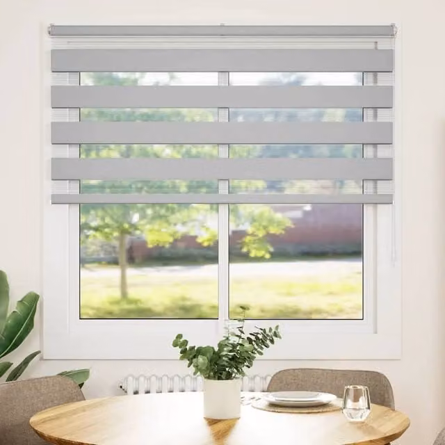 Berkfield Home Zebra Blind in Grey Polyester, W: 140 cm, H: 150 cm