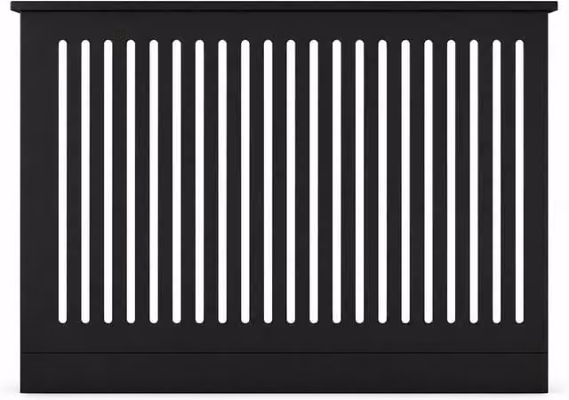 JSH Black MDF Vertical Slat Radiator Cover with Base, W: 112 cm, H: 85.2 cm, D: 19 cm