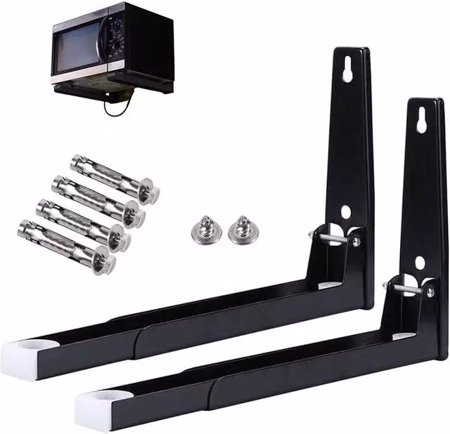 Nordara Heavy Duty Adjustable Microwave Bracket Rack, Black, W: 28.8 cm x D: 29.0 cm
