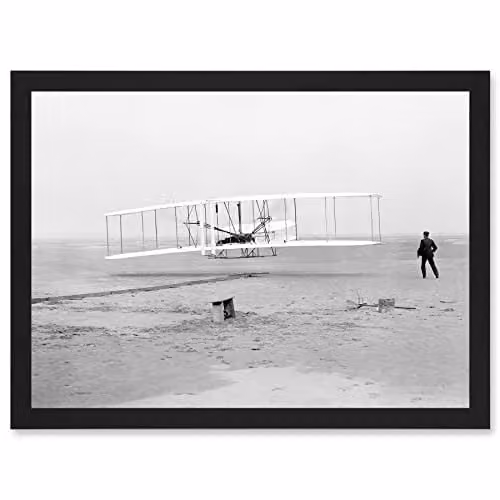 Artery8 Daniels First Flight Wright Brothers 1903 Aviation Photograph Framed Wall Art Print, W: 21.0 cm, H: 29.7 cm