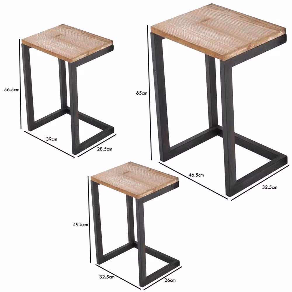 ERGOVEXA Nest of 3 Urban Design Modern Metal Firewood Nesting Tables in Brown and Multicolour – 2