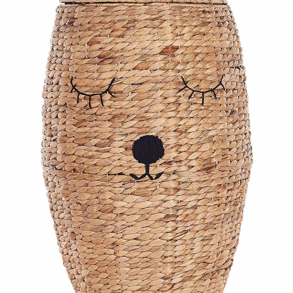 Wyld and Coco Wicker Bear Toy Hamper in Beige and Sand with Natural Water Hyacinth Lid – 2